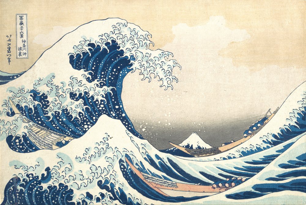 Under the Wave off Kanagawa (Kanagawa oki nami ura), also known as The Great Wave, from the series Thirty-six Views of Mount Fuji (Fugaku sanjūrokkei) (Katsushika Hokusai)